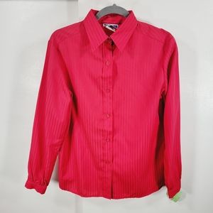 NWT Vintage Red Long Sleeve Button Down Blouse